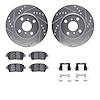 7312-76121 Drilled/Slotted Brake Rotor with 3000-Series Ceramic Brake Pads Kit & Hardware [Silver], 2001-2003 Lexus/Toyota/Scion - image 1