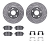 7312-76122 Drilled/Slotted Brake Rotor with 3000-Series Ceramic Brake Pads Kit & Hardware [Silver], 2004-2009 Lexus/Toyota/Scion - image 1