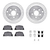 7312-76129 Drilled/Slotted Brake Rotor with 3000-Series Ceramic Brake Pads Kit & Hardware [Silver], 2005-2010 Lexus/Toyota/Scion - image 1