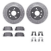7312-76133 Drilled/Slotted Brake Rotor with 3000-Series Ceramic Brake Pads Kit & Hardware [Silver], 2001-2003 Lexus/Toyota/Scion - image 1