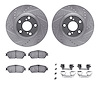 7312-76135 Drilled/Slotted Brake Rotor with 3000-Series Ceramic Brake Pads Kit & Hardware [Silver], 2003-2006 Lexus/Toyota/Scion - image 1