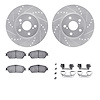 7312-76136 Drilled/Slotted Brake Rotor with 3000-Series Ceramic Brake Pads Kit & Hardware [Silver], 2002-2006 Lexus/Toyota/Scion - image 1
