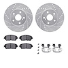 7312-76137 Drilled/Slotted Brake Rotor with 3000-Series Ceramic Brake Pads Kit & Hardware [Silver], 2004-2010 Lexus/Toyota/Scion - image 1