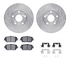 7312-76139 Drilled/Slotted Brake Rotor with 3000-Series Ceramic Brake Pads Kit & Hardware [Silver], 2002-2006 Lexus/Toyota/Scion - image 1