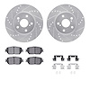 7312-76141 Drilled/Slotted Brake Rotor with 3000-Series Ceramic Brake Pads Kit & Hardware [Silver], 2002-2003 Lexus/Toyota/Scion - image 1