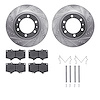 7312-76147 Drilled/Slotted Brake Rotor with 3000-Series Ceramic Brake Pads Kit & Hardware [Silver], Fits Select Lexus/Toyota/Sci - image 1