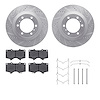 7312-76148 Drilled/Slotted Brake Rotor with 3000-Series Ceramic Brake Pads Kit & Hardware [Silver], Fits Select Lexus/Toyota/Sci - image 1