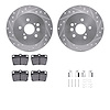 7312-76152 Drilled/Slotted Brake Rotor with 3000-Series Ceramic Brake Pads Kit & Hardware [Silver], 2004-2005 Lexus/Toyota/Scion - image 1