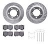7312-76161 Drilled/Slotted Brake Rotor with 3000-Series Ceramic Brake Pads Kit & Hardware [Silver], Fits Select Lexus/Toyota/Sci - image 1