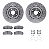 7312-76164 Drilled/Slotted Brake Rotor with 3000-Series Ceramic Brake Pads Kit & Hardware [Silver], 2008-2021 Lexus/Toyota/Scion - image 1