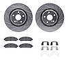 7312-76168 Drilled/Slotted Brake Rotor with 3000-Series Ceramic Brake Pads Kit & Hardware [Silver], 2009-2015 Lexus/Toyota/Scion - image 1