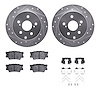 7312-76177 Drilled/Slotted Brake Rotor with 3000-Series Ceramic Brake Pads Kit & Hardware [Silver], 2006-2018 Lexus/Toyota/Scion - image 1