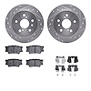 7312-76178 Drilled/Slotted Brake Rotor with 3000-Series Ceramic Brake Pads Kit & Hardware [Silver], 2007-2012 Lexus/Toyota/Scion - image 1