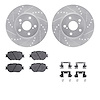 7312-76182 Drilled/Slotted Brake Rotor with 3000-Series Ceramic Brake Pads Kit & Hardware [Silver], 2014-2015 Lexus/Toyota/Scion - image 1