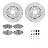 7312-76183 Drilled/Slotted Brake Rotor with 3000-Series Ceramic Brake Pads Kit & Hardware [Silver], Fits Select Lexus/Toyota/Sci - image 1