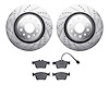 7312-79002 Drilled/Slotted Brake Rotor with 3000-Series Ceramic Brake Pads Kit & Hardware [Silver], Fits Select Maserati, Positi