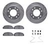 7312-80006 Drilled/Slotted Brake Rotor with 3000-Series Ceramic Brake Pads Kit & Hardware [Silver], 1986-1988 Ford/Lincoln/Mercu - image 1
