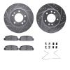 7312-80007 Drilled/Slotted Brake Rotor with 3000-Series Ceramic Brake Pads Kit & Hardware [Silver], 1989-1991 Ford/Lincoln/Mercu - image 1