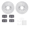 7312-80015 Drilled/Slotted Brake Rotor with 3000-Series Ceramic Brake Pads Kit & Hardware [Silver], 1993-1995 Ford/Lincoln/Mercu - image 1