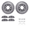 7312-80018 Drilled/Slotted Brake Rotor with 3000-Series Ceramic Brake Pads Kit & Hardware [Silver], 1986-1988 Ford/Lincoln/Mercu - image 1