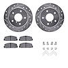 7312-80020 Drilled/Slotted Brake Rotor with 3000-Series Ceramic Brake Pads Kit & Hardware [Silver], 1989-1991 Ford/Lincoln/Mercu - image 1
