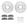 7312-80021 Drilled/Slotted Brake Rotor with 3000-Series Ceramic Brake Pads Kit & Hardware [Silver], 1993-1995 Ford/Lincoln/Mercu - image 1