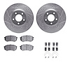 7312-80024 Drilled/Slotted Brake Rotor with 3000-Series Ceramic Brake Pads Kit & Hardware [Silver], 1988-1991 Ford/Lincoln/Mercu - image 1
