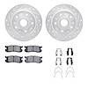 7312-80027 Drilled/Slotted Brake Rotor with 3000-Series Ceramic Brake Pads Kit & Hardware [Silver], 1988-1992 Ford/Lincoln/Mercu - image 1