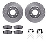 7312-80036 Drilled/Slotted Brake Rotor with 3000-Series Ceramic Brake Pads Kit & Hardware [Silver], 1992-1995 Ford/Lincoln/Mercu - image 1