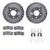 7312-80037 Drilled/Slotted Brake Rotor with 3000-Series Ceramic Brake Pads Kit & Hardware [Silver], 1995-2002 Ford/Lincoln/Mercu - image 1