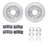 7312-80038 Drilled/Slotted Brake Rotor with 3000-Series Ceramic Brake Pads Kit & Hardware [Silver], 1992-1998 Ford/Lincoln/Mercu - image 1