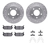 7312-80041 Drilled/Slotted Brake Rotor with 3000-Series Ceramic Brake Pads Kit & Hardware [Silver], 1993-1997 Ford/Lincoln/Mercu - image 1
