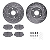 7312-80042 Drilled/Slotted Brake Rotor with 3000-Series Ceramic Brake Pads Kit & Hardware [Silver], 1994-2002 Ford/Lincoln/Mercu - image 1