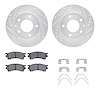 7312-80043 Drilled/Slotted Brake Rotor with 3000-Series Ceramic Brake Pads Kit & Hardware [Silver], 1993-2003 Ford/Lincoln/Mercu - image 1