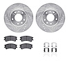 7312-80052 Drilled/Slotted Brake Rotor with 3000-Series Ceramic Brake Pads Kit & Hardware [Silver], 2003-2005 Ford/Lincoln/Mercu - image 1