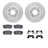 7312-80053 Drilled/Slotted Brake Rotor with 3000-Series Ceramic Brake Pads Kit & Hardware [Silver], 2004-2011 Ford/Lincoln/Mercu - image 1