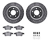 7312-80061 Drilled/Slotted Brake Rotor with 3000-Series Ceramic Brake Pads Kit & Hardware [Silver], 2006-2015 Ford/Lincoln/Mercu - image 1