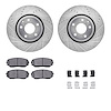 7312-80068 Drilled/Slotted Brake Rotor with 3000-Series Ceramic Brake Pads Kit & Hardware [Silver], Fits Select Ford/Lincoln/Mer - image 1