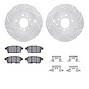 7312-80069 Drilled/Slotted Brake Rotor with 3000-Series Ceramic Brake Pads Kit & Hardware [Silver], 2007-2012 Ford/Lincoln/Mercu - image 1