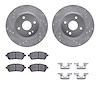 7312-80072 Drilled/Slotted Brake Rotor with 3000-Series Ceramic Brake Pads Kit & Hardware [Silver], 2011-2015 Ford/Lincoln/Mercu - image 1