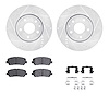7312-80074 Drilled/Slotted Brake Rotor with 3000-Series Ceramic Brake Pads Kit & Hardware [Silver], Fits Select Ford/Lincoln/Mer - image 1