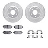7312-80080 Drilled/Slotted Brake Rotor with 3000-Series Ceramic Brake Pads Kit & Hardware [Silver], Fits Select Ford/Lincoln/Mer - image 1