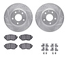 7312-80083 Drilled/Slotted Brake Rotor with 3000-Series Ceramic Brake Pads Kit & Hardware [Silver], 2017-2018 Ford/Lincoln/Mercu - image 1