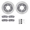 7312-92001 Drilled/Slotted Brake Rotor with 3000-Series Ceramic Brake Pads Kit & Hardware [Silver], 2015-2017 Mitsubishi, Positi - image 1