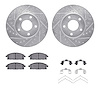7312-92004 Drilled/Slotted Brake Rotor with 3000-Series Ceramic Brake Pads Kit & Hardware [Silver], 2002-2007 Infiniti/Nissan, P - image 1