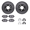 7312-92009 Drilled/Slotted Brake Rotor with 3000-Series Ceramic Brake Pads Kit & Hardware [Silver], 2005-2012 BMW, Position: Rea