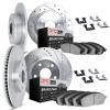 7314-13013 Drilled/Slotted Brake Rotor with 3000-Series Ceramic Brake Pads Kit & Hardware [Silver], 2002-2003 Subaru, Position:  - image 1