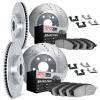 7314-13040 Drilled/Slotted Brake Rotor with 3000-Series Ceramic Brake Pads Kit & Hardware [Silver], 2006-2007 Subaru, Position:  - image 1