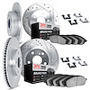 7314-32009 Drilled/Slotted Brake Rotor with 3000-Series Ceramic Brake Pads Kit & Hardware [Silver], Fits Select Mini, Position: 