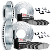 7314-40021 Drilled/Slotted Brake Rotor with 3000-Series Ceramic Brake Pads Kit & Hardware [Silver], 2000-2002 Mopar, Position: F - image 1